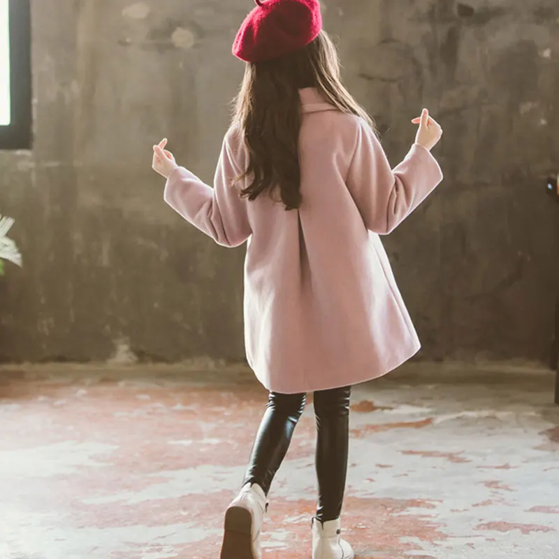 Детские куртки для девочек зимнее шерстяное пальто подростков осенняя куртка