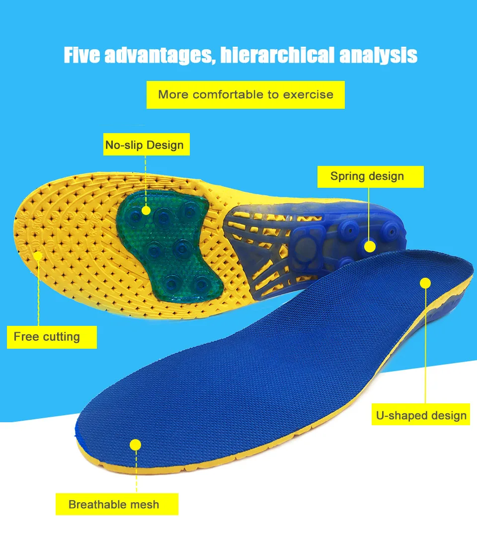 EVA Spring silicone sole insole flat feet orthotic insoles arch support orthopedic inserts Plantar Fasciitis,Feet Pain,foot care