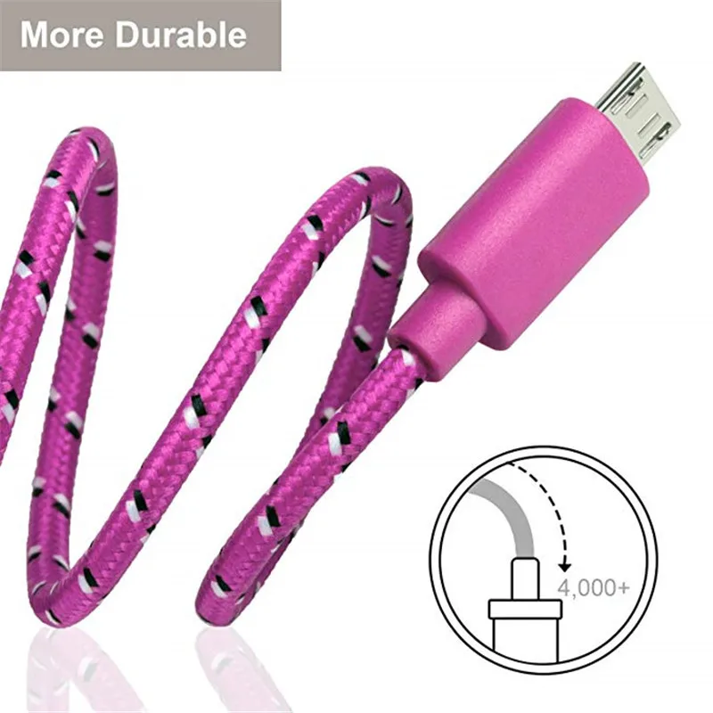 Кабель Micro USB 2.0 для быстрой зарядки телефонов Android нейлоновый 2A 0.5 3 м|Шлейфы