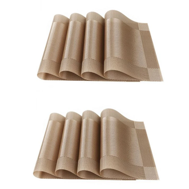 8PCS Color 1 8 шт. столовые приборы ПВХ коврик для обеденного стола дисковые чаши подставки водостойкие Нескользящие тканые салфетки стол теплоизоляция - Цвет: 8PCS Color 1