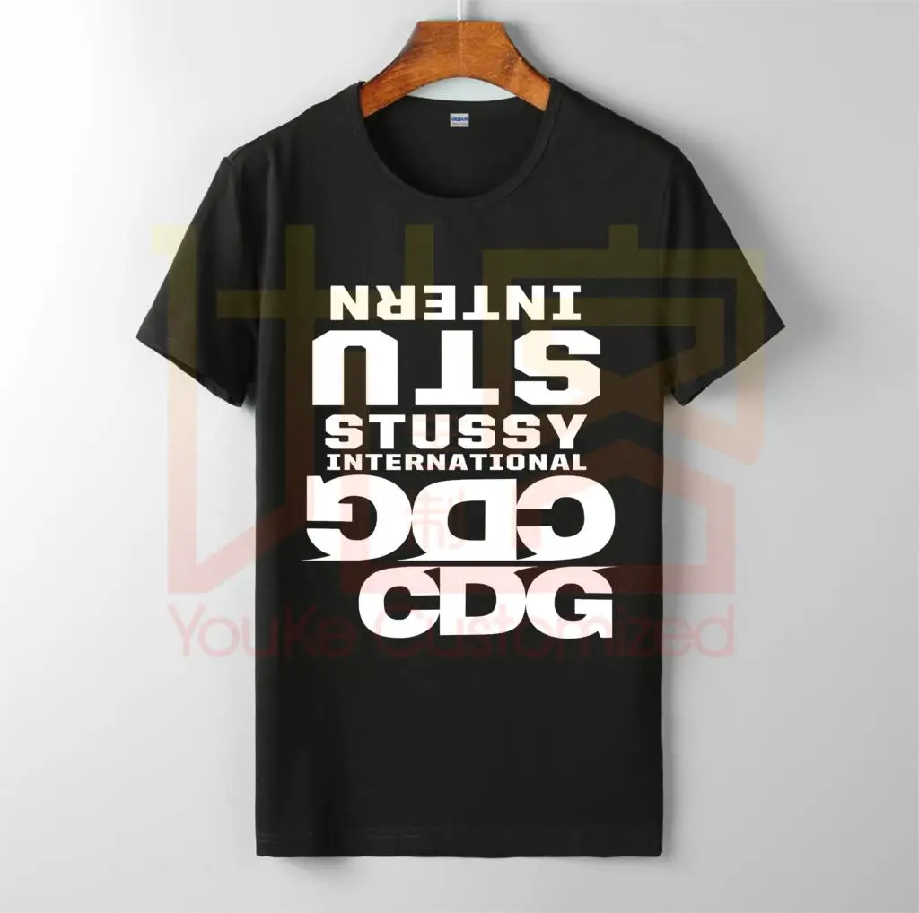 NWT Comme des Garcons CDG каменный остров Зеркальная печать логотипа футболка мужская