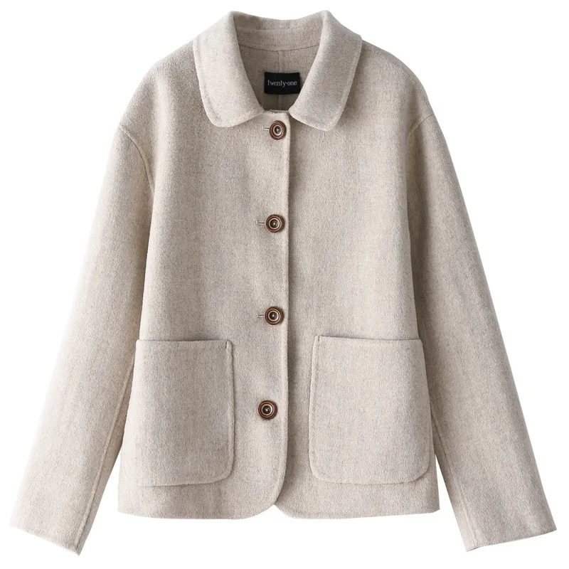 Autumn and Winter Small Preppy Style Woolen Coat Women's New Popular Short Double-Sided Cashmere Woolen Coat