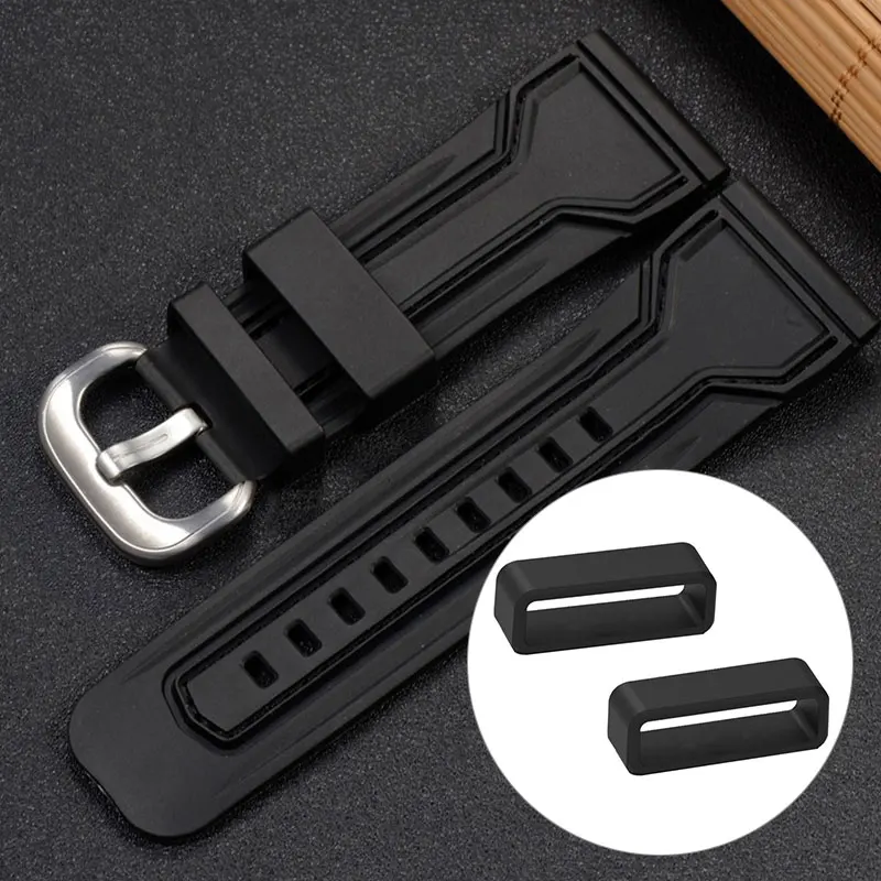 

Silicone Movable Black Watchband 12 14 16 18 20 22 24 26 28 30mm Silicone Band Rubber Watch Strap Loops Ring Accessories