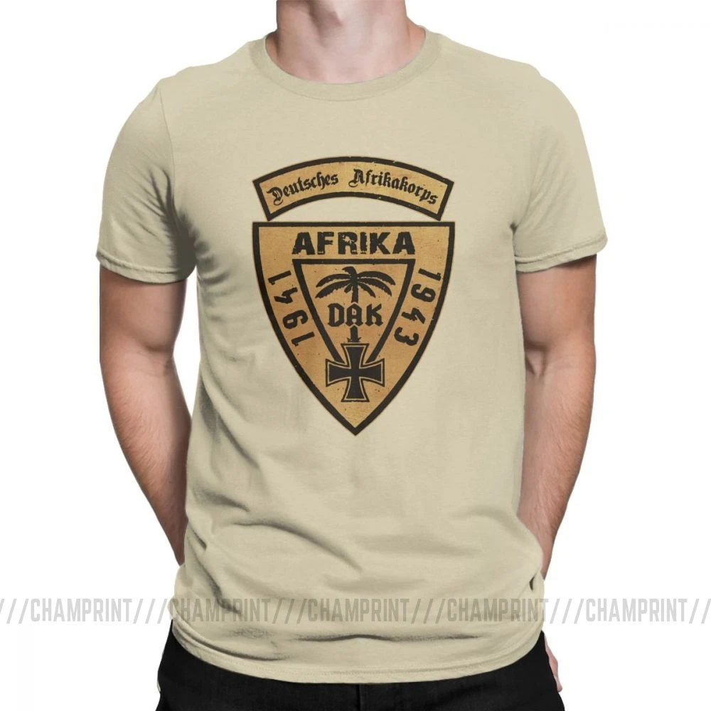 Мужская футболка для отдыха с круглым вырезом, хлопковая Футболка DAK Deutsches Africa 1941-43, футболки с графическим принтом - Цвет: Хаки