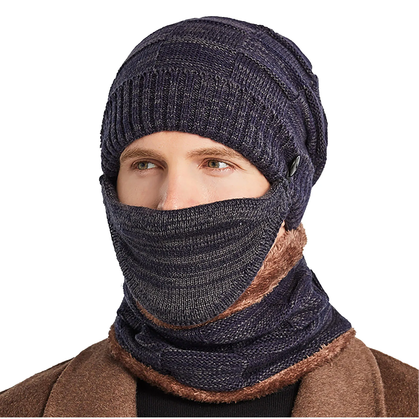 

Men's Winter Hats For Men Trendy Plaid Hat Winter Windproof Thick Knitted Hat Outdoor Warm Cycling Windproof Ear Mask Wool