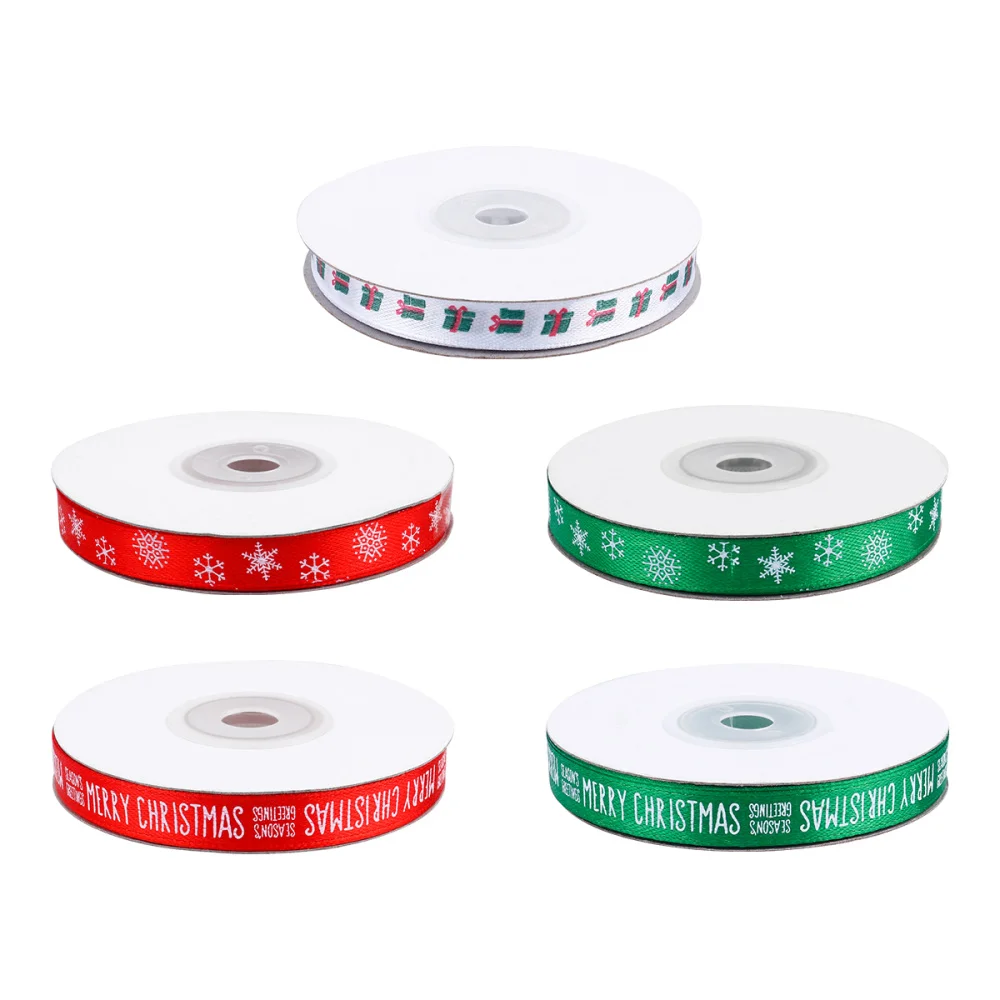 

5 Rolls of Gift Polyester Ribbon Boxes Packing Ribbon Decor Reel for Christmas