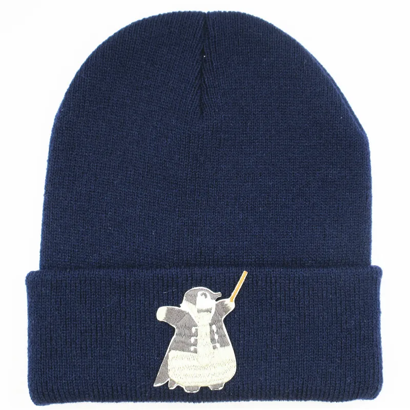

2020 Cotton Penguin Animal Embroidery Thicken Knitted Hat Winter Warm Hat Skullies Cap Beanie Hat for Men and Women 384