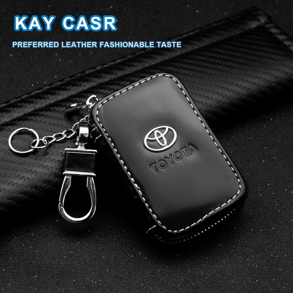 Кожаный чехол для автомобильного ключа телефона кожаный брелок на молнии Toyota Prado