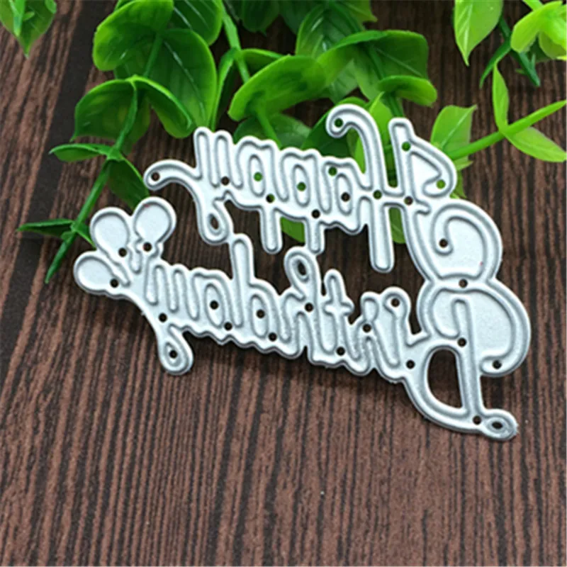 

Wish letters happy birthday Metal cutting dies Stencil Scrapbooking Photo Album Card Paper Embossing Craft DIY