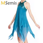 Детская одежда для девочек, бальное платье с лямкой на шее с блестками крест-накрест тренировочная одежда для занятий гимнастикой для детей современные костюмы для лирических танцев, Одежда для танцев