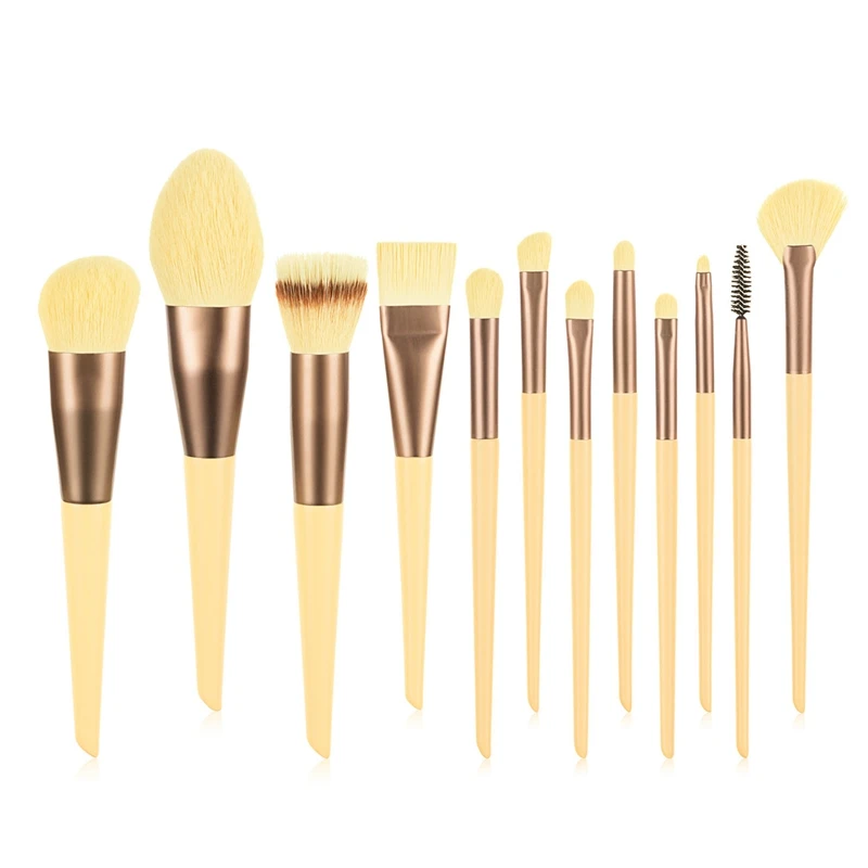 

Кисть для макияжа-желтый серия 12 шт набор кистей для волос-уход за кожей лица и глаз карандаш для глаз карандаш ручка-искусственные волосы-К...