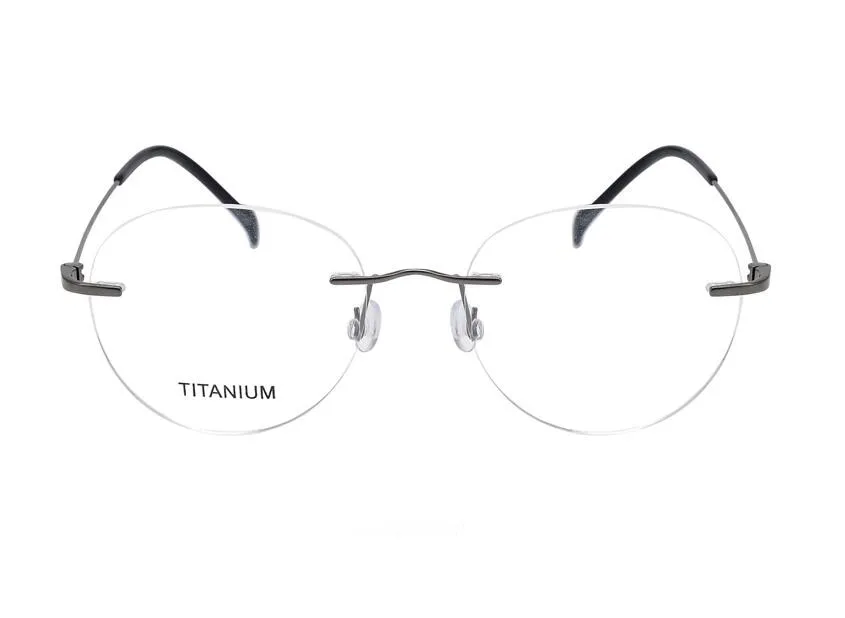 

Ultralight Unisex Retro Rimless Pure Titanium Optical Eyewear Round Frame Brand Clear Lens Goggle Myopia Eyeglasses Spectacle