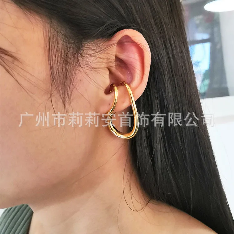 

European and American fashion simple temperament ear bone clip without ear hole Earrings female senior sense