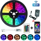 Светодиодные ленты с Wi-Fi, luces LED RGB SMD 5050 DC 12V 5M 10M 15M 20M, водонепроницаемая гибкая лента, диоды, рождественские украшения
