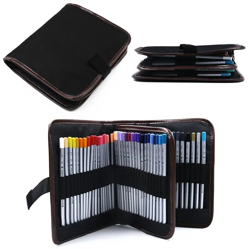 Canvas Pencil Wrap 72 Slots Colored Case Roll Holder Multi-purpose Pouch for School Art Soft Travel | Канцтовары для офиса и