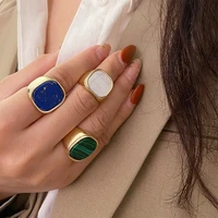 2022 cute woman rings korean fashion gothic square retro graceful geometric index finger ringgold jewelry ring anillos mujer