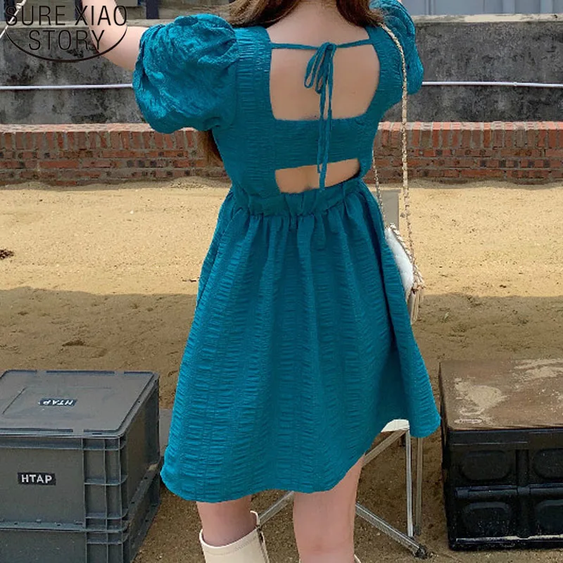 

Женское платье с высокой талией, облегающее вечернее платье в стиле ретро с открытой спиной и квадратным вырезом, платье с рукавами-фонарик...