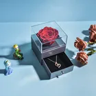 Коробка для ювелирных изделий в виде натуральной розы на День Св. Валентинаw любовь ожерелье Eteternal Цветы Чехол для хранения ювелирных изделий рождественские подарки для нее