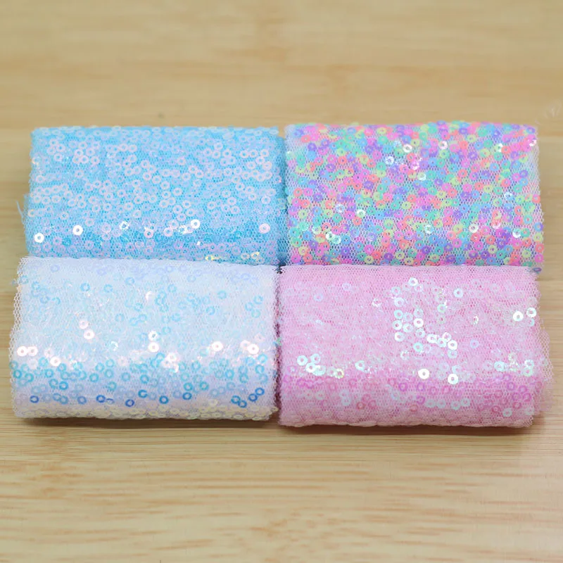 80 мм блестящая Тюлевая лента с блестками пайетки вышитая сетчатая волнистая