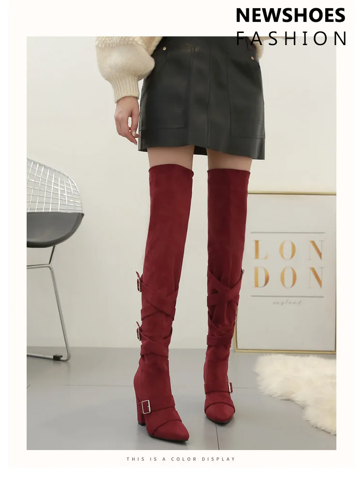 Женская обувь 2019 г. Теплые женские зимние сапоги тонкие на высоком толстом