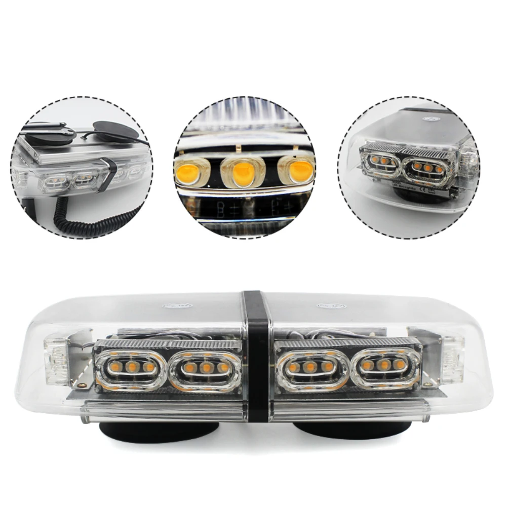 

Flashing Lights 24V Strobe Engineering Light 36LED Roof Mini Short Row Warning Lights Road Rescue Car Magnetic Suction Top