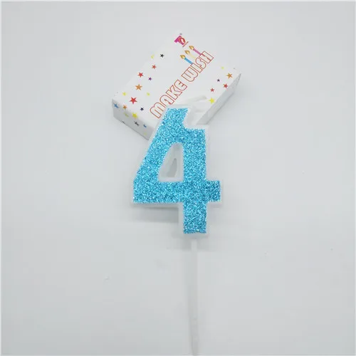 blue 4 Свечи для торта «Happy Birtday» с цифрами 0, 1, 2, 3, 4, 5, 6, 7, 8, 9 синих цветов, свечи для маленьких девочек и мальчиков на день рождения, декоративные принадлежности - Цвет: blue 4