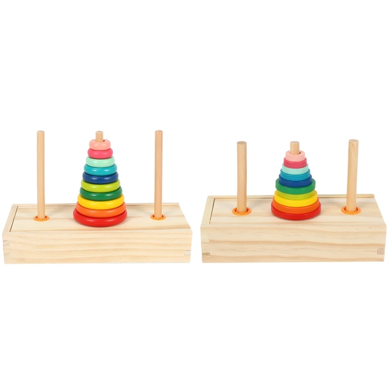 

Wooden Toys Rainbow Stacking Ring Tower Stapeling Blocks Kids Toys Game