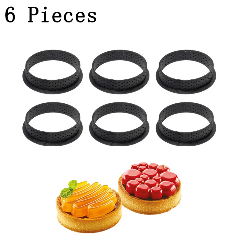 6 Pieces Meibum пластиковое ПЕРФОРИРОВАННОЕ Tart кольцо костюм французский десерт Форма яйцо Tart форма фруктовый торт печенье украшения кухонные принадлежности для выпечки - Цвет: 6 Pieces