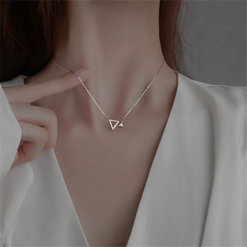 

925 Sterling Silver Zircon Charm Necklace Pendant For Women Clavicle Chain Trendy Jewelry Accessories dz897
