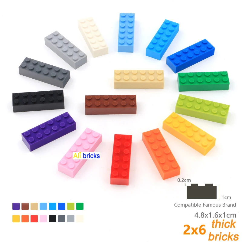 

30pcs DIY Building Blocks Thick Figures Bricks 2x6 Dots Educational Creative Size Compatible With 2456 Plastic Toys for Children