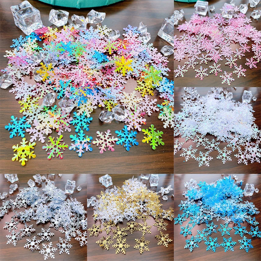 200/300pcs Christmas Snowflakes Confetti Artificial Snow Tree Ornaments Decoration for Home White Party Snowflake - купить по