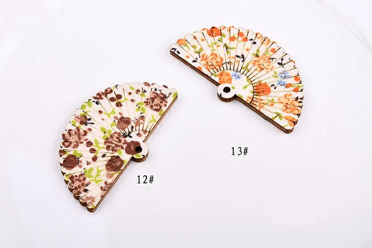 DIY японский веер с Сакурой серьги простые деревянные бусины материал