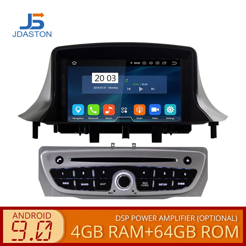 JDASTON Android 9,0 автомобильный dvd-плеер для RENAULT Megane Fluence 3 2009-2013 Восьмиядерный 4G+ 64G Мультимедиа gps стерео wifi радио RDS