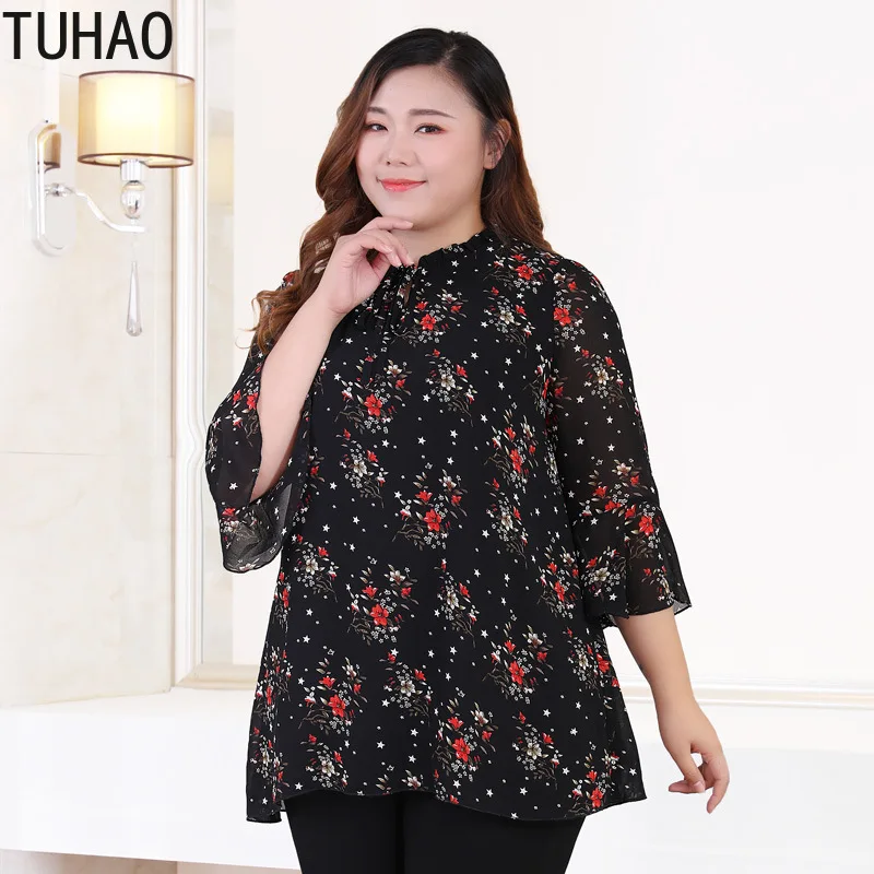 TUHAO размера плюс блузки 10XL 9XL 8XL Цветочный принт шифон рубашки для мальчиков весны