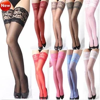 sexy long stockings womens lace top silicon strap anti skid thigh high over knee socks nightclubs hosiery medias de mujer