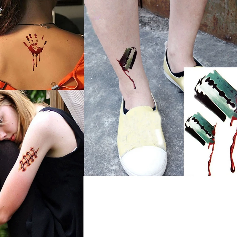 6 шт./компл. Хэллоуин шрамы забавные стикеры Водонепроницаемый временная
