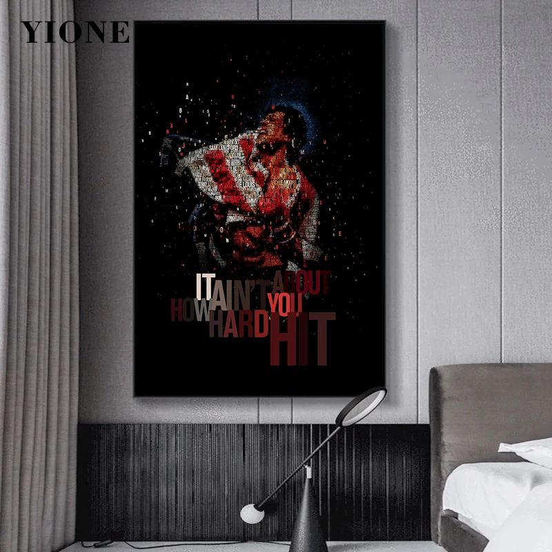 

Abstract Letters Art Man Boxing Champion Canvas Poster Modern Sports Star How Hard You Hit Prints Wall Picture Painting for Room