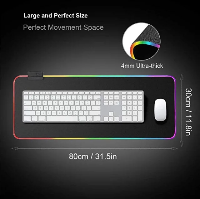 Светодиодный игровой коврик для мыши, RGB, негабаритный, светящийся, USB, светодиодный, с расширенной подсветкой, клавиатура, не скользит, одеяло, коврик для DOTA PUBG