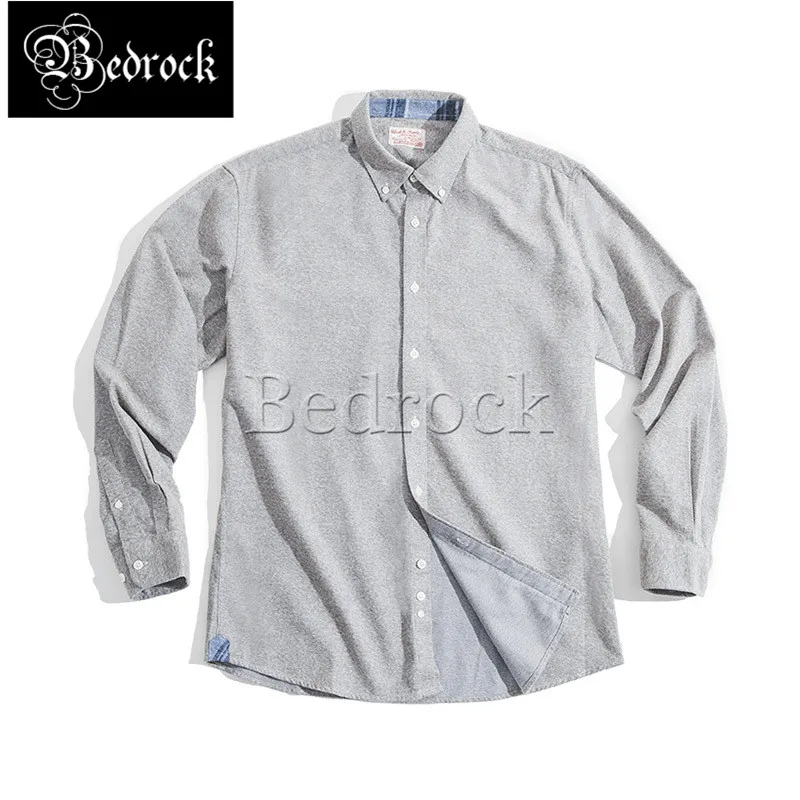 

Retro pepper-salt-pointed button-necked shirt with sanded hair and soft layered wear in early autumn with a lapel top for men