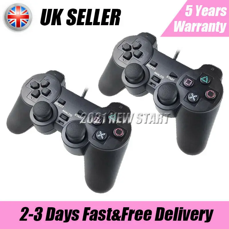 

2x Wired Game Controller Gamepad Joypad for Sony PS2 & Playstation UK FAST SHIP