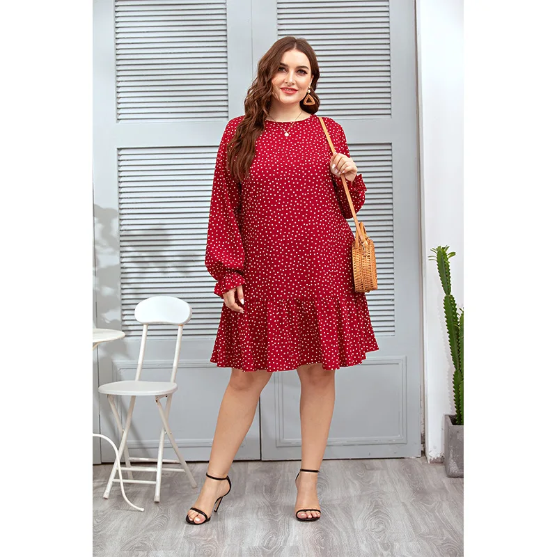 

Женское платье с принтом, повседневное свободное платье большого размера с длинным рукавом, весна-лето 2021