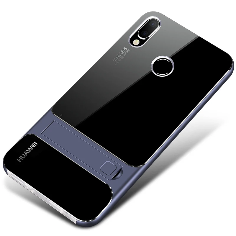 Crystal Navy Чехлы для мобильных телефонов huawei P20 Lite, чехлы с 3D подставкой, силиконовые, TPU, PC, гибридные, 360, защитные для huawei Nova 3E P20Lite Nova3E - Цвет: Crystal Navy