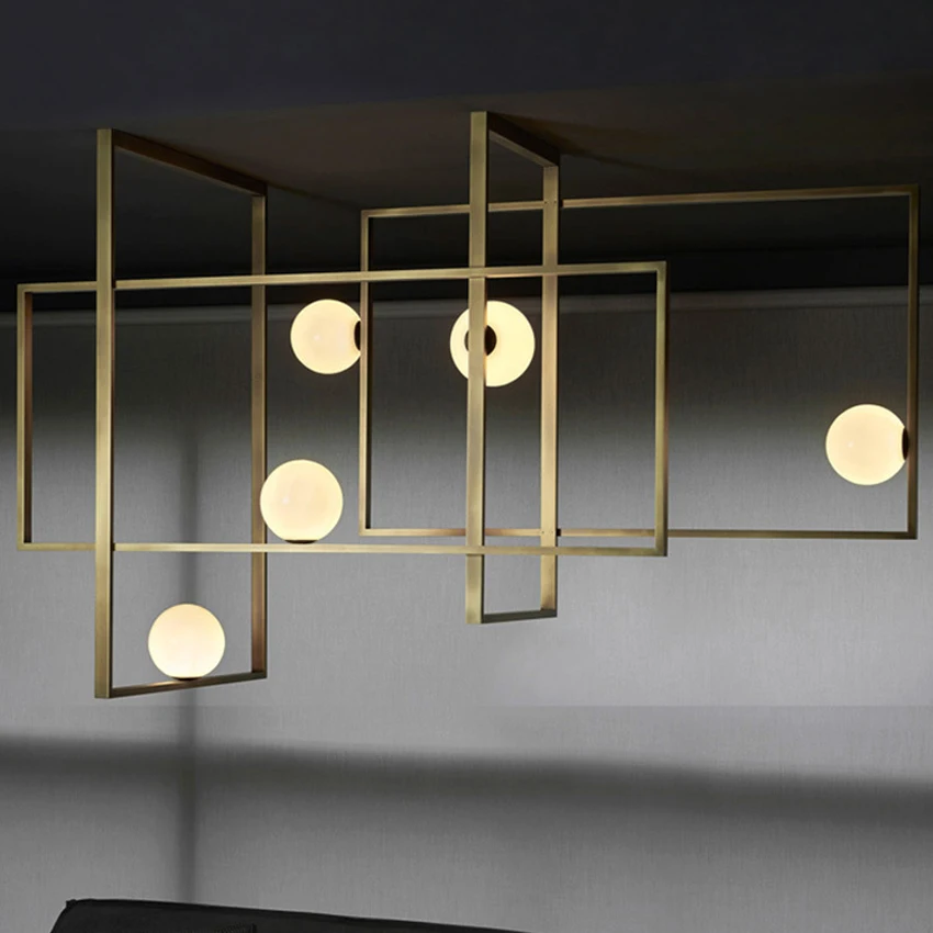 Скандинавская прямоугольная стеклянная люстра Современные Геометрические