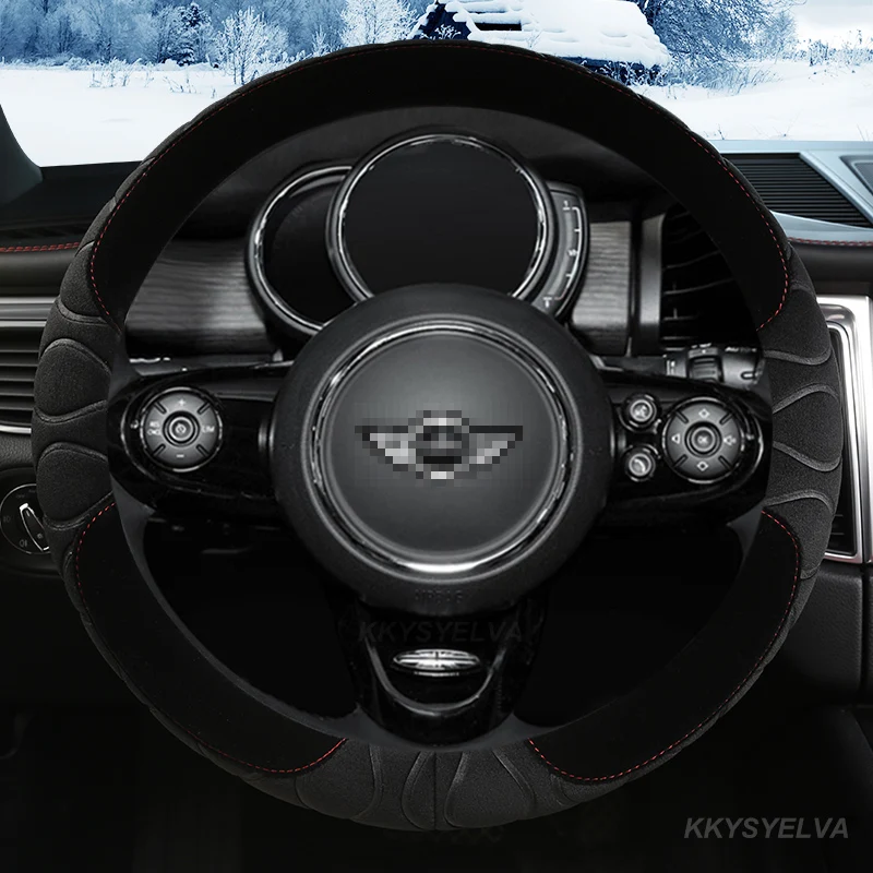 

Зимний плюшевый чехол на руль автомобиля, аксессуары для интерьера автомобиля MINI COOPER S JCW ONE F54 F55 F56 F60 R60 R61, автомобильный Стайлинг