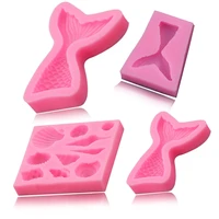 3d mermaid tail silicone mold ocean series diy fondant chocolate candy pastry mold conch shell cake decoration baking tools