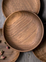 black walnut plate japanese solid wood round dried fruit plate wooden plate wooden disc wooden dessert plate tableware plate