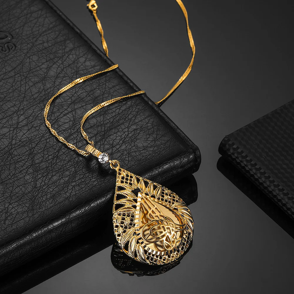 Подарок Рамадан цепочка ожерелье арабский женский белый кристалл золотой цвет