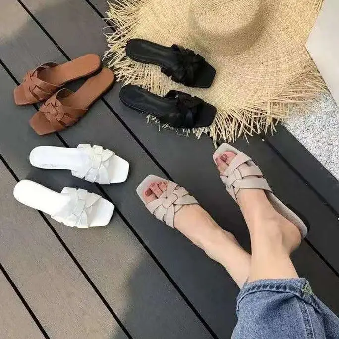 

summer slippers 2021 new open toe flat heel Roman women's slippers Beach sandals Resort women's sandals