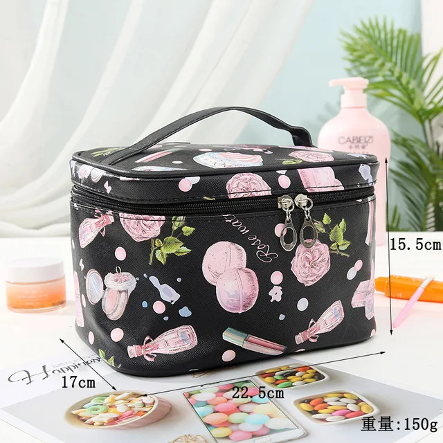 

Women Fashion Printed Cosmetic Pouch Portable Travel Make Up Case Waterproof Cosmetic Box Wash Toiletry Bag Beautician Suitcase