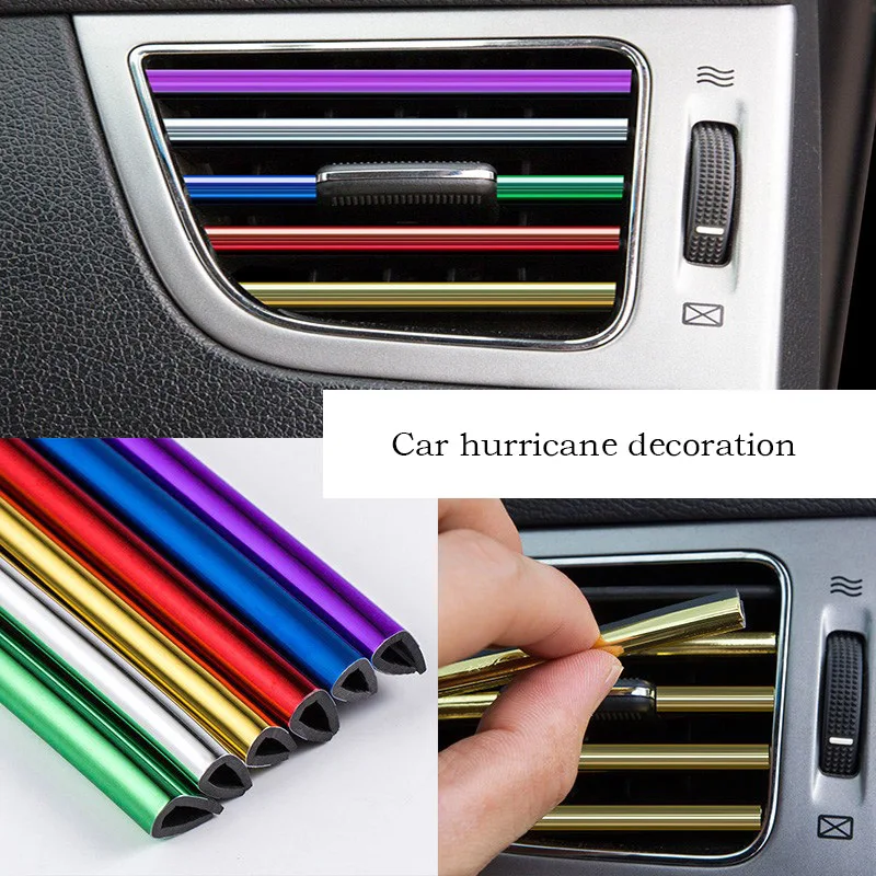 

10pcs 20cm Car Styling Mouldings Air Outlet Trim Strip Auto Air Vent Grilles Rim Trim Cars Decoration Strips Chrome Accessories